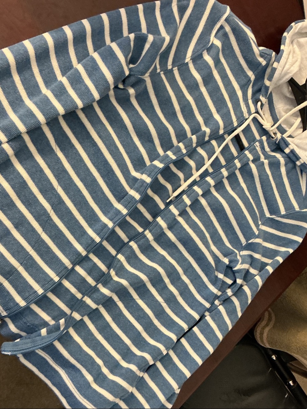 L.L. Bean Blue & White Striped Zip-Up Hoodie